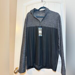 NWT GapFit Active Half Zip Pullover Large Gray Black Long Sleeve